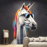 Graffiti Unicorn Wall Sticker - Photo realistic Unicorn with Sunglasses Decal