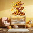 Golden Baby Dragon Wall Decal Sticker - Sparkling Fantasy Dragon Wall Decals for Kids Room