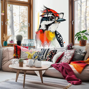 Downy Woodpecker in Glasses Watercolor Art Sticker Decals - Unique Room Decor for Nature Lovers