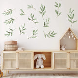 Watercolor Leaf Wall Decals | Boho Green Leaf Sticker Set | Nursery Wall Decor | Botanical Kids Room Decoration | Serene Room Wall Art