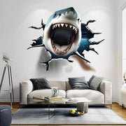 White shark with open jaws wall decal, breakthrough Design 5