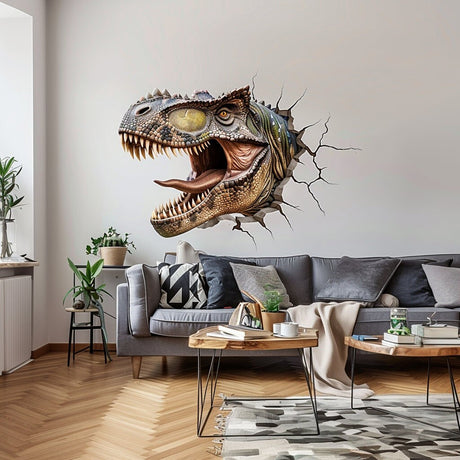 3D Carnotaurus Head Wall Decal - Realistic Roaring Dinosaur Sticker