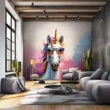 Photorealistic Graffiti Unicorn Wall Sticker - Colorful Unicorn with Sunglasses Decal
