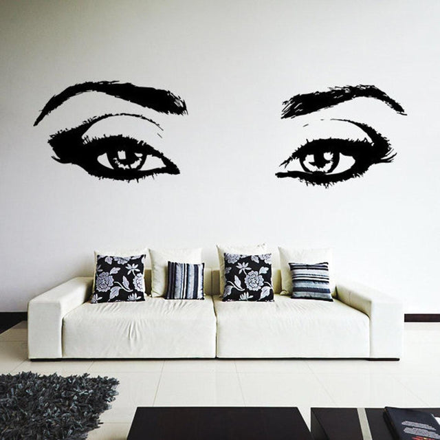 Woman Eyes Sticker Bedroom Wall Decor For Women - Female Eye Lash Beautiful Room Eyebrow Decal