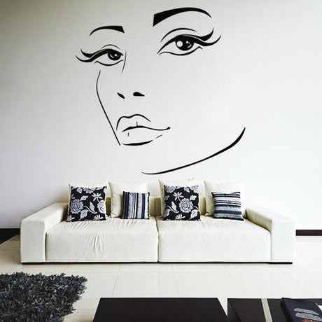 Woman Eyes Sticker Bedroom Wall Decor For Women - Female Eye Lash Beautiful Room Eyebrow Decal