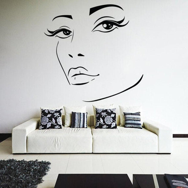 Woman Eyes Sticker Bedroom Wall Decor For Women - Female Eye Lash Beautiful Room Eyebrow Decal