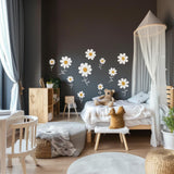 Daisy Flower Wall Decals | Removable Floral Wall Stickers for Nursery & Kids Room | Boho Flower Wall Art | Daisy-Themed Room Decor