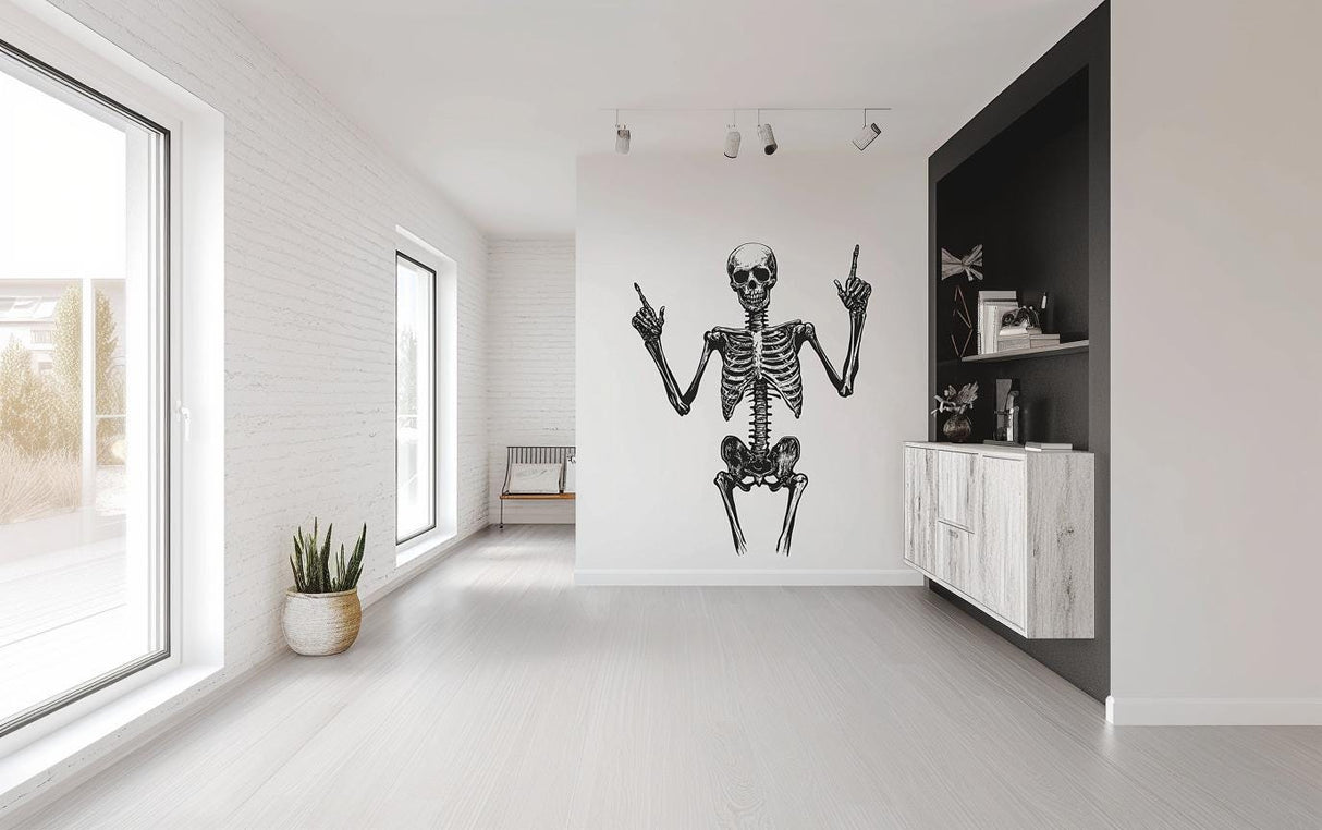 Skeleton Wall Decal | Halloween Human Skull Bones Wall Sticker | Removable Gothic Wall Art | Skeleton Decor for Home, Office, or Party