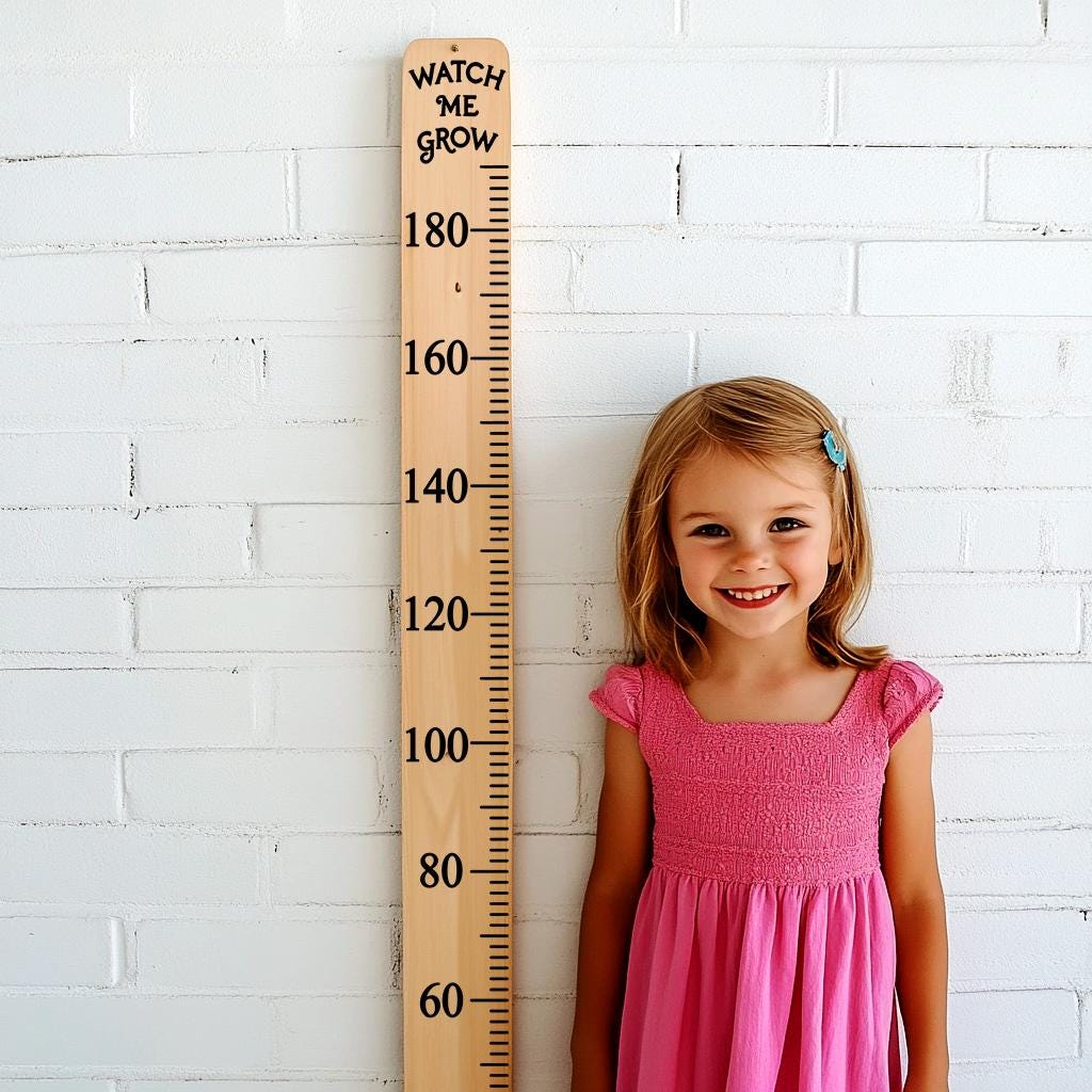 Vinyl Growth Chart Decal in Centimeters with 27 White Arrow Stickers – DIY Kids Height Ruler CM Sticker for Wood, Door - Baby Shower Gift