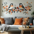 Autumn Bird Wall Decal | Fall Decor Wall Art | Nature-Inspired Bird Sticker | Cozy Living Room Decor | Botanical Mural with Orange Berries