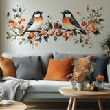 Autumn Bird Wall Decal | Fall Decor Wall Art | Nature-Inspired Bird Sticker | Cozy Living Room Decor | Botanical Mural with Orange Berries