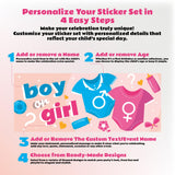 Gender Reveal Party Decal Set | Boy or Girl Theme Decorations | Customizable Baby Shower Stickers | Pink and Blue Baby Shower Decor *!