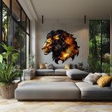 Majestic Lion Wall Sticker | Bold 3D Lion Mural Art | Fiery Animal Wall Decal Decor for Living Room, Office, Bedroom, Safari Inspired Accent