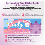 Personalized Princess Castle Birthday Sticker | Custom Name & Age Wall Decal | Fairytale Theme Party Decor | Kids Birthday Stickers *!