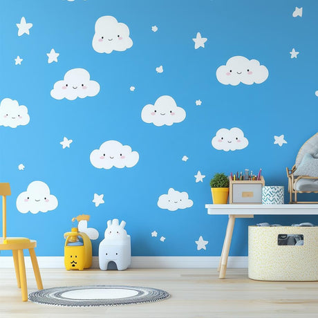 Cloud and Star Wall Decals | Cute Kids Room Decor | Removable Sky-Themed Stickers | Nursery Wall Art for Playrooms and Bedrooms