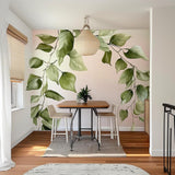 Cascading Leaf Wall Decal Sticker | Large Green Wall Art | Removable Wall Sticker Dining Room or Living Room | Nature Inspired Wall Decor
