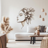 Floral Woman Wall Decal | Elegant Artistic Wall Sticker Art | Removable Silhouette Wall Sticker Living Room or Bedroom | Modern Boho Decor
