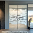 Frosted Glass Decal with Wave Design | Privacy Window Film | Etched Glass Doors Sticker | Bathroom Office Sliding Doors | Custom Glass Cover