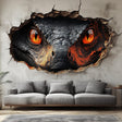3D Fiery Dragon Wall Mural | Dragon Eyes Cracked Wall Sticker | Fantasy Wall Art Living Room | Kids Room Decor | Large Dragon Wall Decal