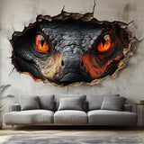 3D Fiery Dragon Wall Mural | Dragon Eyes Cracked Wall Sticker | Fantasy Wall Art Living Room | Kids Room Decor | Large Dragon Wall Decal