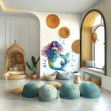 Beautiful Mermaid Wall Decal | Colorful 3D Ocean Theme Sticker | Girls Room Decor | Fantasy Vinyl Art for Kids Bedroom or Playroom