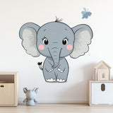 Cute Elephant Wall Decal | Nursery Animal Wall Sticker Art | Removable Cartoon Elephant Sticker for Baby Room | Kids Room Wall Decor