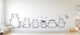 Cute Cat Wall Decal Set | Cartoon Animal Sticker Art for Kids Room | Cat Wall Stickers | Nursery Playroom Decor | Renter Friendly Decals
