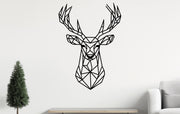 Geometric deer wall decal in angular design on a wall.