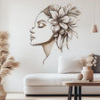 Floral Woman Wall Decal | Elegant Artistic Wall Sticker Art | Removable Silhouette Wall Sticker Living Room or Bedroom | Modern Boho Decor