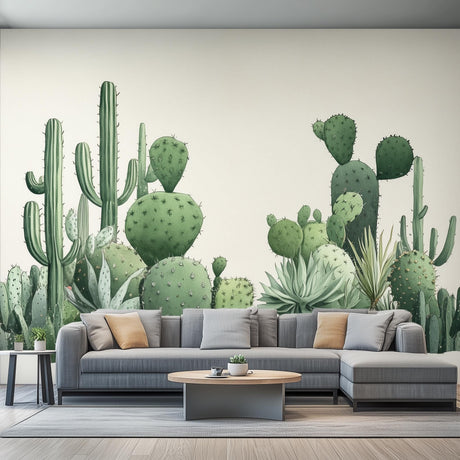 Cactus Wall Decal Sticker | Watercolor Cactus Garden Wall Decal Art | Removable Desert Plant Wall Sticker Living Room or Office | Boho Decor