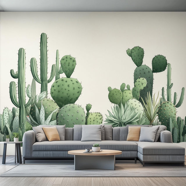 Cactus Wall Decal Sticker | Watercolor Cactus Garden Wall Decal Art | Removable Desert Plant Wall Sticker Living Room or Office | Boho Decor