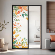 Product view of Custom Frosted Glass Film with Leaf Design.