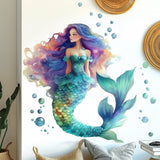 Beautiful Mermaid Wall Decal | Colorful 3D Ocean Theme Sticker | Girls Room Decor | Fantasy Vinyl Art for Kids Bedroom or Playroom