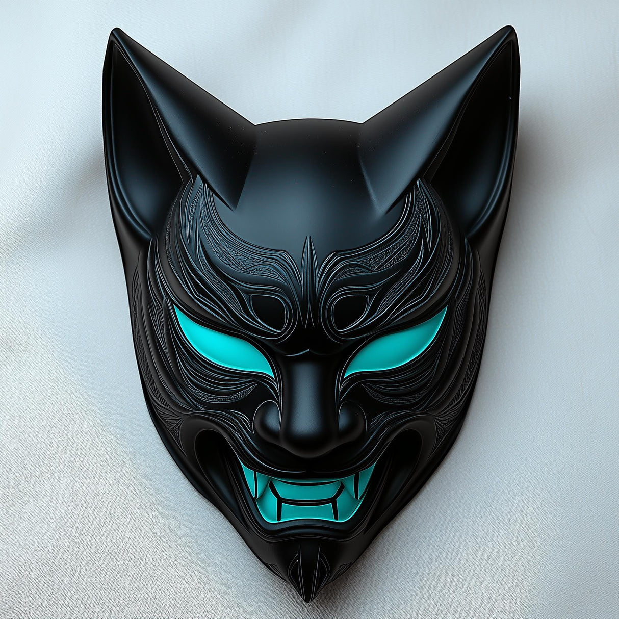 Cyberpunk Black Fox Mask | 3D Printed Japanese Demon Mask | Samurai Cosplay Mask | Halloween Ninja Warrior Anime Mask