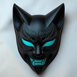 Cyberpunk Black Fox Mask | 3D Printed Japanese Demon Mask | Samurai Cosplay Mask | Halloween Ninja Warrior Anime Mask