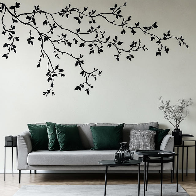 Minimalist Black Branch Wall Decal | Large Tree Wall Sticker | Peel & Stick Nature Mural | Modern Living Room Decor | Botanical Wall Art