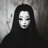 Japanese Ghost Spirit Mask | Horror Cosplay Mask | Theater Creepy Phantom Mask | Halloween Haunting Gothic Horror Mask | 3D Printed Mask