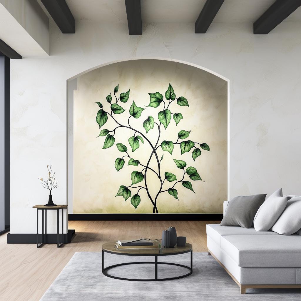Botanical Vine Wall Decal | Green Leaf Vinyl Mural | Nature-Inspired Home Decor | Large Plant Wall Sticker | Modern Peel & Stick Accent