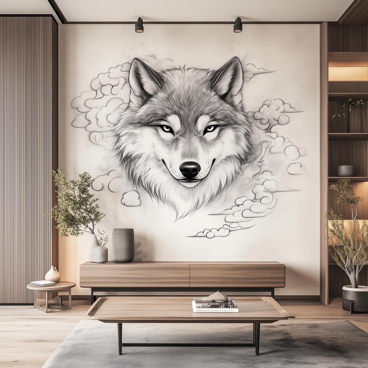 Wolf Wall Decal | Artistic Pencil Sketch Vinyl Mural | Majestic Animal Wall Art | Modern Living Room Bedroom Decor | Peel & Stick