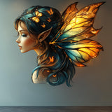 Magical Fairy Wall Decal | Glowing Butterfly Wings Sticker | Fantasy Elf Vinyl Mural | Enchanted Bedroom Decor Mystical Peel Stick Wall Art