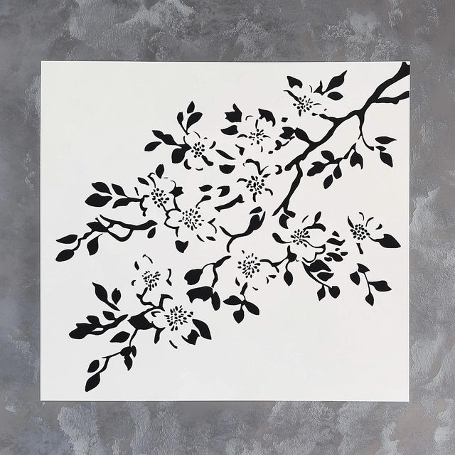 Cherry Blossom Stencil | Floral Branch Stencil | Reusable DIY Craft Stencil | Painting Stencil for Walls Wood | Nature Stencil Tree Stencil