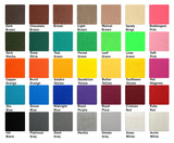 Color swatches showcasing various shades including brown, green, blue, and pink for design inspiration.