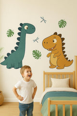 Large Dino Wall Decals | Cute Diplo and Trex Wall Stickers | Jurassic Dinosaurs Nursery Accent Wall | Gift for Kids Dinosaur Wall Art Room