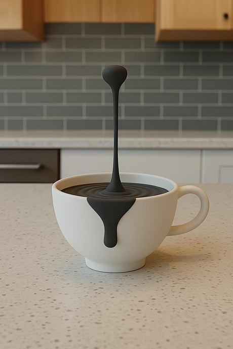 Floating Coffee Drop Sculpture 3D Printed Coffee Art | Dripping Coffee Cup Optical Illusion Coffee Bar Decor | Barista Coffee Lover Gift