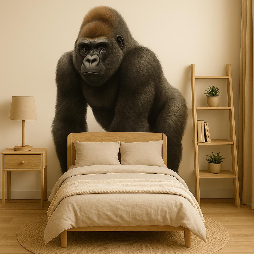 Gorilla Wall Decal | Jungle Safari Wall Sticker | Giant Gorilla Nursery Decor | Realistic Gorilla Wall Art for Kids Room | Animal Decals