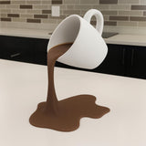 Floating Spilling Coffee Cup | 3D Printed Coffee Sculpture Optical Illusion Decor | Coffee Lover Gift Kitchen Table Centerpiece Barista Art