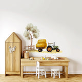 Farm Tractor Wall Decal Set | Tractor and Hay Trailer Sticker | Nursery Farm Scene Mural | Kids Room Wall Decor | Removable Country Wall Art