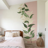 Large Vine Leaf Wall Decal | Blush Pink Botanical Mural | Removable Greenery Wall Sticker | Modern Bedroom or Nursery Accent Wall Art