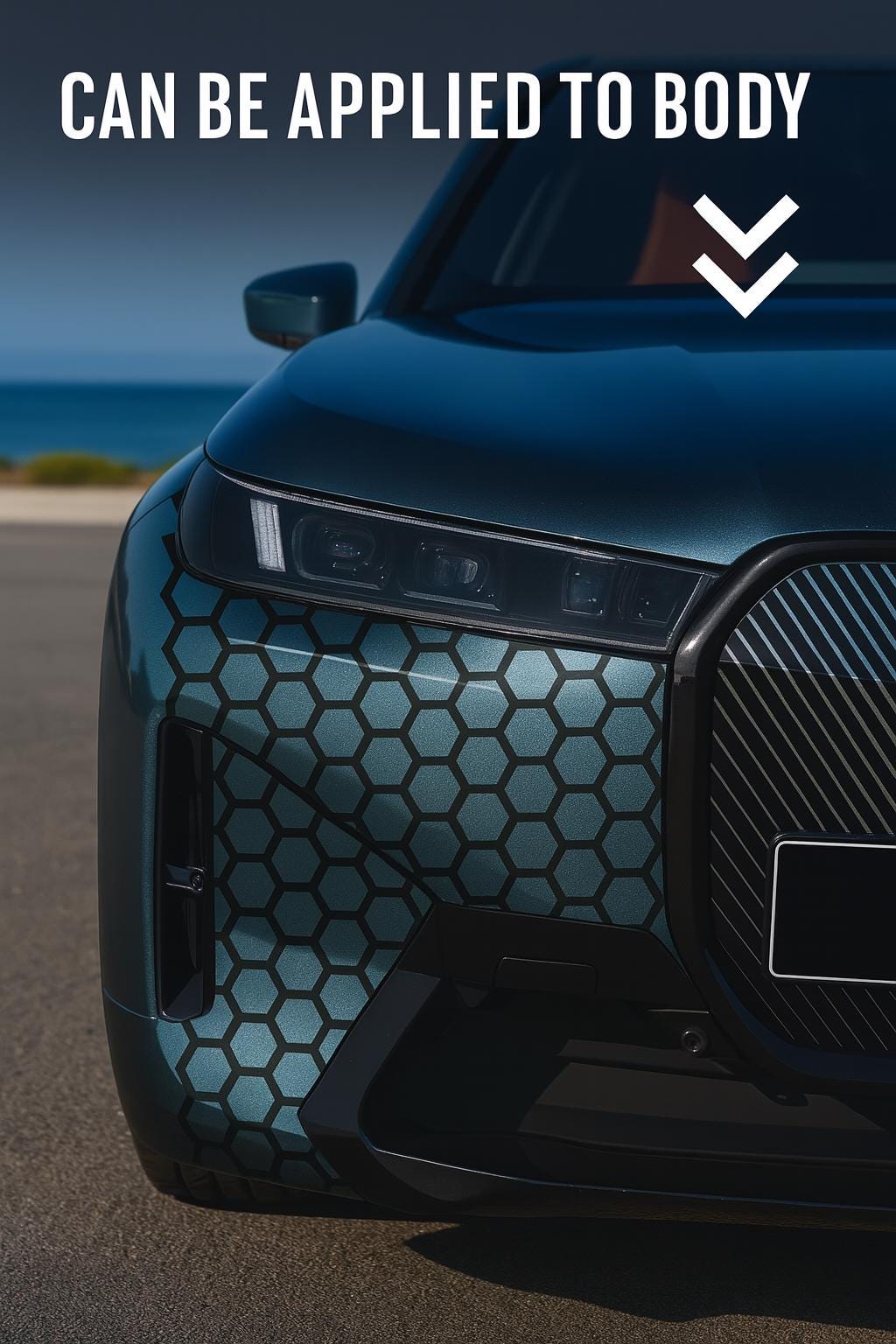 2x Honeycomb Window Decals for Cars | 2-Piece Vinyl Matte Black Set Rear or Quarter Window Sticker | Modern Car Decor Car Accessory for Him