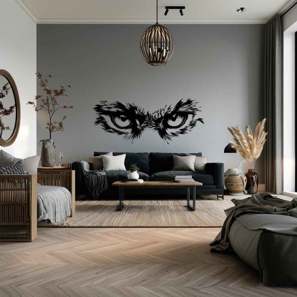 Pallas Cat Eyes Wall Decal | Manul Eyes Vinyl Sticker | Wild Cat Silhouette Wall Art | Minimalist Animal Wall Decor | Fierce Gaze Wall Decal